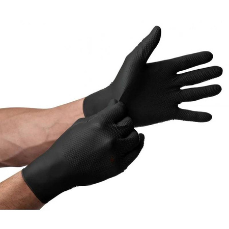 Mercator GOGRIP BLACK M wytrzymałe rękawice nitrylowe