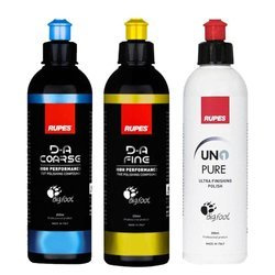 Zestaw past polerskich Rupes DA Coarse + DA Fine + Uno Pure 250ml do wieloetapowej korekty lakieru