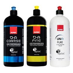 Zestaw past polerskich Rupes DA Coarse + DA Fine + Uno Pure 1L do wieloetapowej korekty lakieru